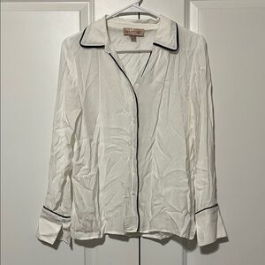 Philosophy White Button-Up Shirt with Black Trim